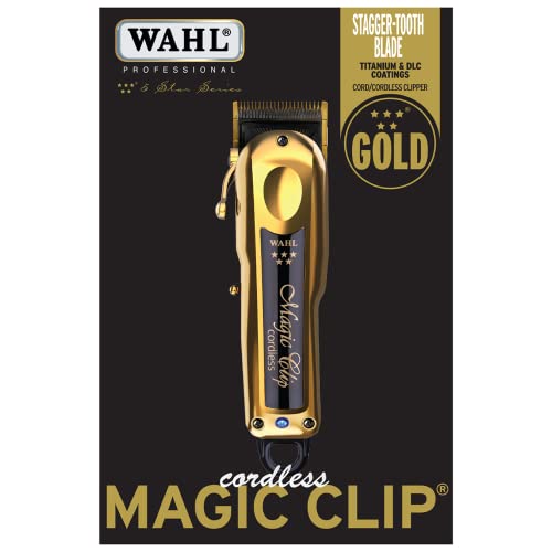 Wahl Professional 5 Star Gold Cordless Magic Clip Hair Clipper with 100+ Minute Run Time for Professional Barbers and Stylists - Model 8148-700