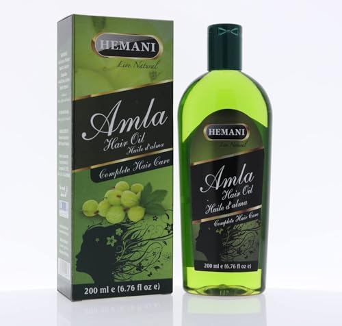 Hemani Amla Hair Oil - 200ml (6.76 fl oz) - Ayurvedic Hair Care Solution - Natural Ingredients - Amla Green - Strengthens Hair Roots, Promotes Hair Growth, Shine & Softness