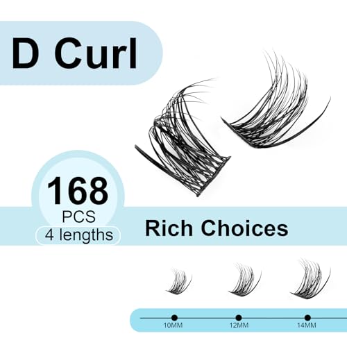 Lash Clusters 10-14mm D Curl Eyelash Extensions 168Pcs