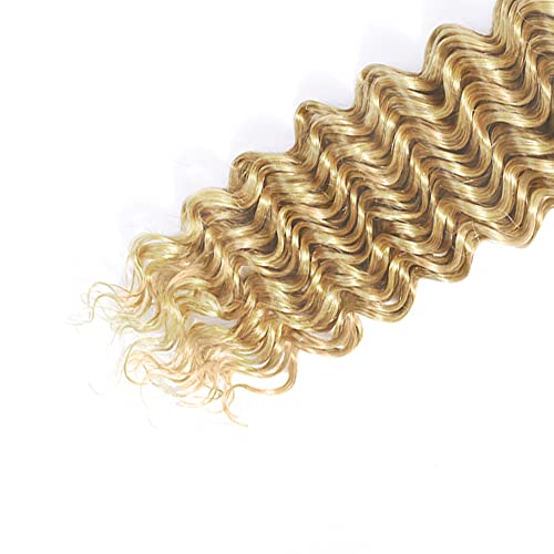 P27/613 Blonde Deep Wave Human Hair Bundles 18-22 inch