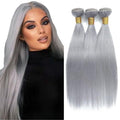 Brazilian Grey Straight Hair 3 Bundle Set 16-20 Inch