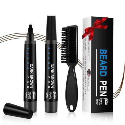 Beard Pencil Filler for Men - Waterproof Beard Pen with Brush