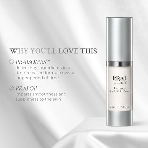 PRAI Beauty Platinum Firm and Lift Eye Serum, Anti-Aging and Hydrating Serum, Paraben-Free, Vegan, Cruelty-Free, 0.5 oz