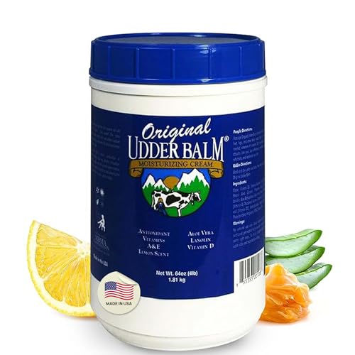 Original Udder Balm Refill Tub - Made in USA - Extra Thick Udder Cream & Hand Balm for Dry Skin, Cracked Heels, Rough Hands ? Deep Moisture Heel Cream & Foot Moisturizer with Aloe Vera, 64 Fl Oz