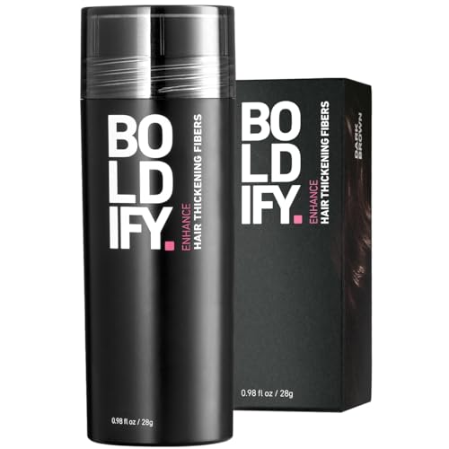 BOLDIFY Hair Fibers (28g) Fill In Fine and Thinning Hair for an Instantly Thicker & Fuller Look - Best Value & Superior Formula -14 Shades for Women & Men - DARK BROWN