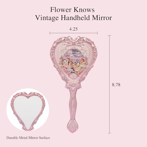 Flower Knows Heart-Shaped Hand Mirror, Vintage Princess Design
