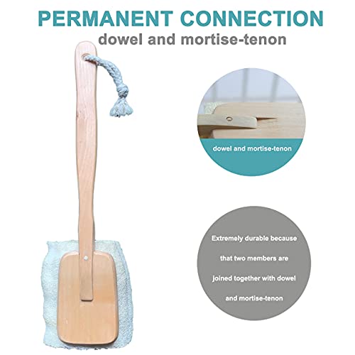 6 pcs/Set - 4 Natural Exfoliating Loofah luffa loofa Bath Brush On a Stick - with Long Wooden Handle Back Brush for Men & Women - 2 XL Large Exfoliating Body Pad - Shower Sponge Body Back Scrubber