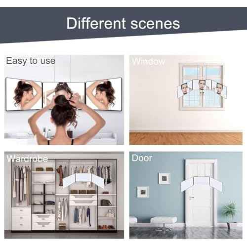 JANMPASK LED 3 Way Mirror for Self Cutting Mirror Vanity Barber Supplies Accessories 360 Makeup with Light Trifold to See Back of Head