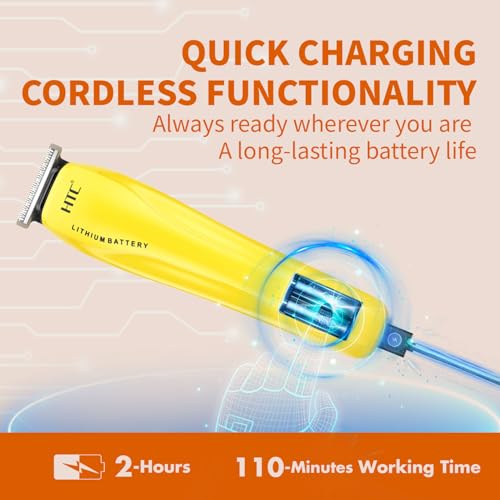 HTC Hair Clippers for Men, All-in-One Electric Razor and Beard Trimmer, Cordless, Quick Charging, User-Friendly(Yellow)