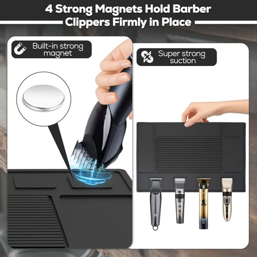 Magnetic Barber Mat with 4 Magnets & Tool Organizer