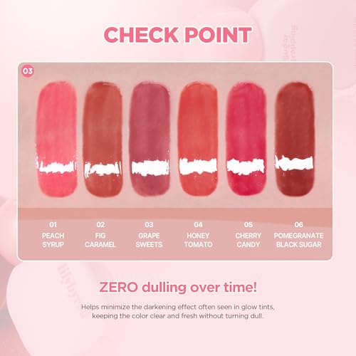 lilybyred Sugar Wrapping Tint Gloss, 0.21 oz. | Korean Glassy Lip Stain, Smooth Glaze Finish, Lightweight & Non-Sticky, No-Darkening Color Stay, Ceramide-Infused Lip Care (03 Grape Sweets)