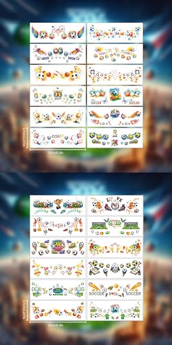 Soccer Temporary Tattoos 24 Sheets - Waterproof Game Day Face Stickers