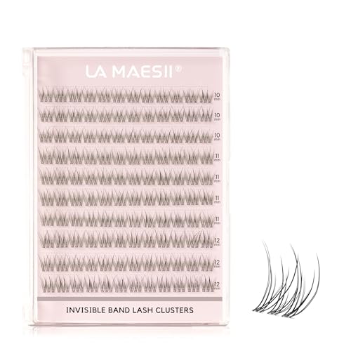 LA MAESII 120Pcs Clear Band Cluster Lashes 10-14mm Natural