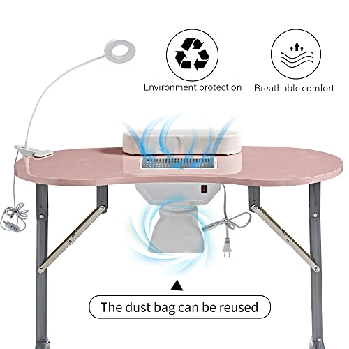 Portable Nail Desk with Dust Collector & LED Lamp