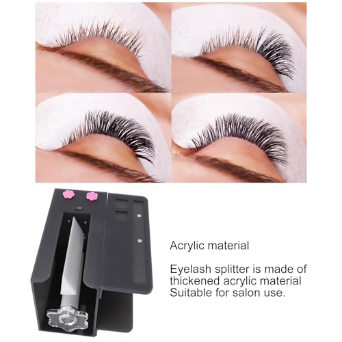 Eyelash Flowering Machine, 6.89in False Eyelash Separator with 10 Eyelash Glue Cups, Professional Portable Acrylic Gift for Women Practical Lash Fan Maker Root Splitter (Black)