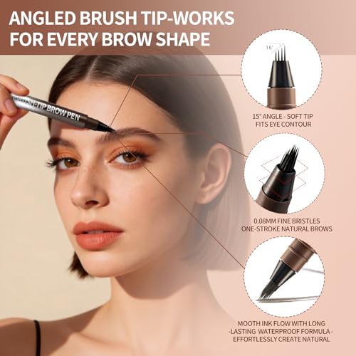 4D Eyebrow Pencil Waterproof Dual Brush Microblading Pen Dark Brown