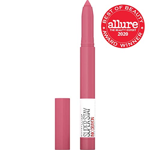 Maybelline Super Stay Ink Crayon Lipstick Makeup, Precision Tip Matte Lip Crayon with Built-in Sharpener, Longwear Up To 8Hrs, Keep It Fun, Rosey Nude Pink, 1 Count