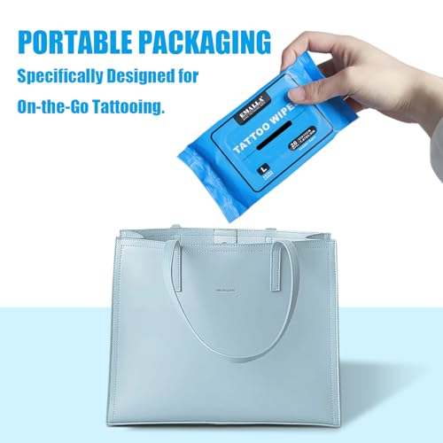 Emalla Tattoo Wipes, Large 60pcs All in One Premium Tattoo Care Wipes to Clean Skin and Tattoo Aftercare Tattoo Supplies (3 Pack)