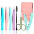 Sweet View 7-Piece Precision Tweezers Kit with Scissors & Razor