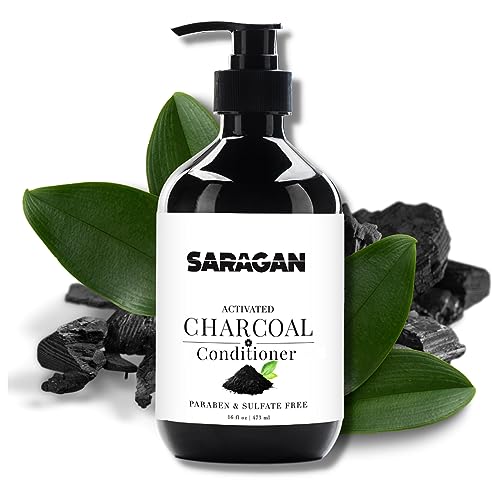 Saragan Activated Charcoal Conditioner - Clarifying Conditioner w/Argan Jojoba Oils - Sulfate & Paraben Free Conditioner for Women & Men - Charcoal Detox Conditioner Hair Care (16 oz) All hair types