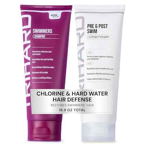 TRIHARD Chlorine Defense Swim Shampoo and Conditioner Combo, Protect and Hydrate Hair from Pool & Ocean, Nourishing Pre and Post Swim Chlorine and Hard Water Hair Protection