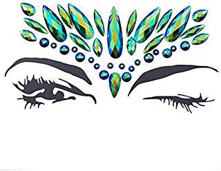 Green Face Jewels Rhinestone Stickers - Festival Body Gems