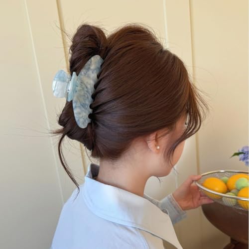 RUOXITIA Large Water Ripple Acetate Hair Claw for Thick or Thin Hair, 3.94" Stylish Hair Clip