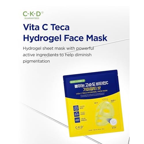 CKD Vita C Teca Hydrogel Face Mask (5 Pack) ? Korean Jelly Mask with Vitamin C & Centella Asiatica for Glass Glow Skin and Hydration.