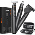 [2026 Upgraded] Beard & Nose Hair Trimmer Kit, [All-in-One] 12 in 1 Rotating Comb, Travel Body Hair Electric Shaver for Men, USB-C Fast Charging, Painless Razor Waterproof Wet/Dry, Black(Pack)