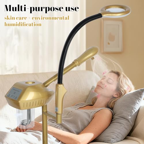 Professional Facial Steamer with Adjustable Height, Magnifier Light