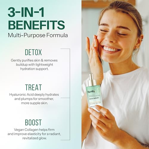 Hyaluronic Acid Serum for Face with Collagen ? 3-in-1: Detox, Treat, Boost ? Hydrating, Firming, Anti-Aging Serum ? Dermatologist Tested Korean Skin Care ? Clean Beauty ? 1.69 Oz