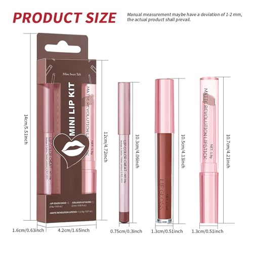 Nude Pink Lip Kit - Matte Lipstick, Lip Liner & Gloss Set