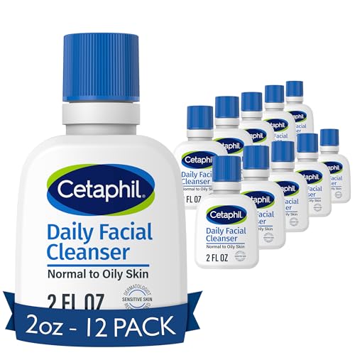 Face Wash by CETAPHIL, Travel Size Toiletries, Daily Facial Cleanser for Sensitive, Combination to Oily Skin, NEW 2 oz 12 Pack, Gentle Foaming, Soap Free, Hypoallergenic