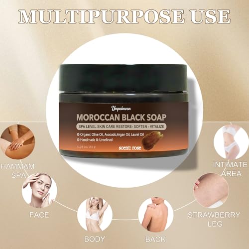 2 PCS Moroccan Black Soap with Argan and Rose, SPA Level Beldi
