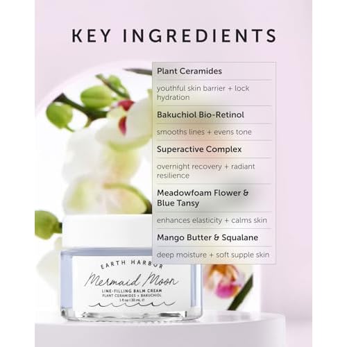 Earth Harbor Mermaid Moon Line-Filling Balm Cream - Vegan Night Treatment for Wrinkles and Hydration, with 20+ Actives - Deeply Restores and Nourishes Skin