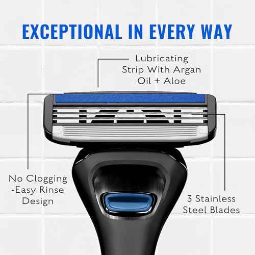 Jeremy's Razors for Men: Sprint 3 Blade Razor - Stainless Blades, Lubricating Strip, Precision Trimmer - Men's Shaving Essentials Kit, Travel Shaver Face Body Head Shavers (1 Razor 1 Cartridge)
