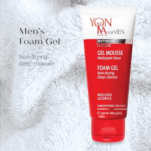 Yonka Mens Foam Gel Cleanser | Moisturizing Face Wash for Deep Clean | Remove Oil and Buildup with Liquorice for Daily Cleansing | 3.4 fl oz