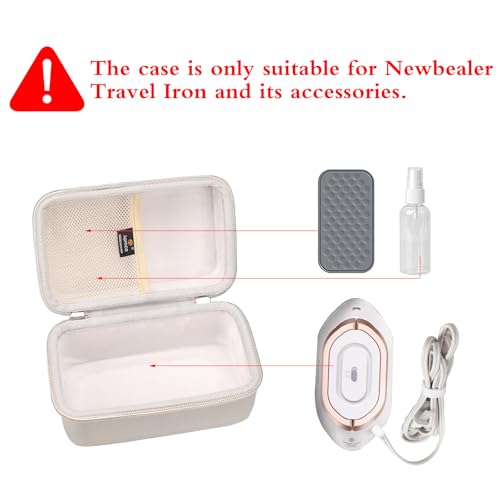 Aproca Case Compatible with Newbealer Travel Iron Mini Dry Iron, Portable Storage Bag for Accessories - Grey (Case Only)