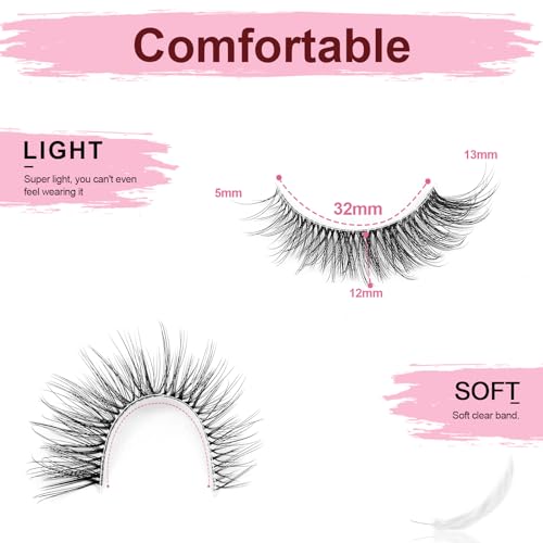 Natural Wispy Cat Eye Lashes | 13mm Clear Band | 10 Pairs