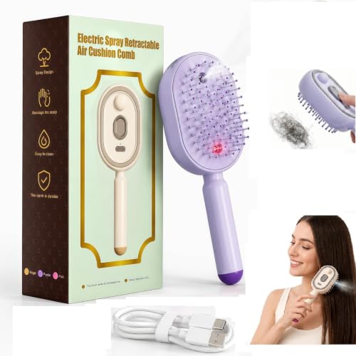 Electric Spray Air Cushion Hair Brush - 3 in 1 Detangling & Hydrating Comb