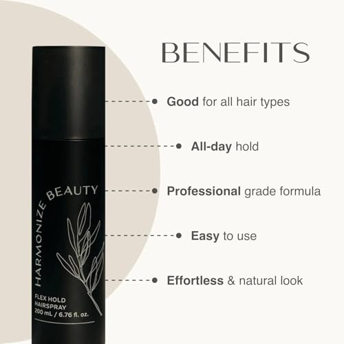 Harmonize Beauty Flex Hold Non-Aerosol Hairspray - All-Day Flexible Hold with Aloe Vera - 6.76 fl oz