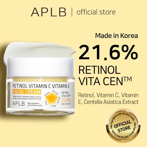APLB Retinol Vitamin C Vitamin E Facial Cream | RETINOL VITA CEN¢â 21.6% 1.86 FL.OZ/Korean Skincare, Deep hydration, Retinol, Revitalize for gentle and improve skin texture