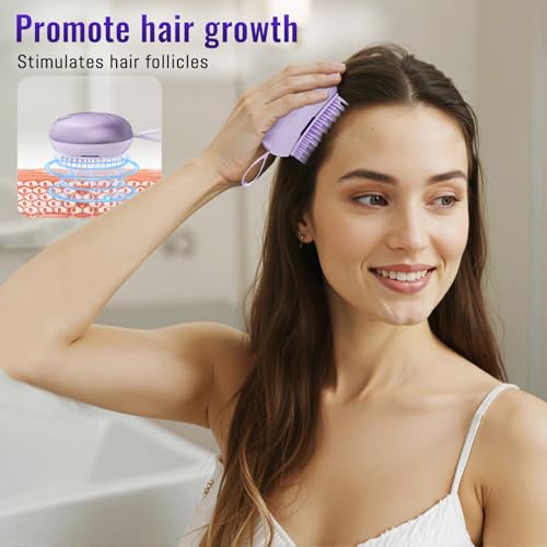 Electric Scalp Massager with Ionic Hair Growth Brush - Purple