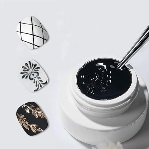 Black Solid 3D Nail Sculpting Gel - Non-Wipe UV/LED Nail Art Builder Gel