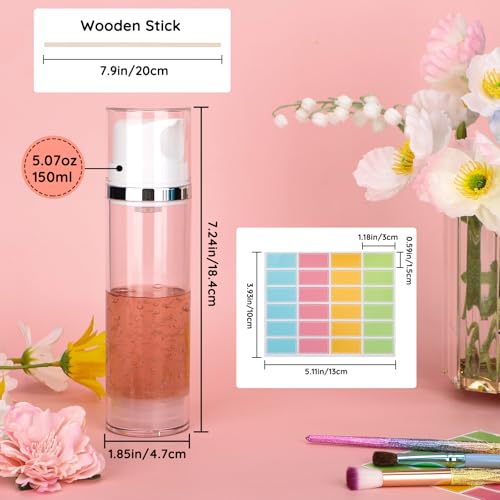 Segbeauty 5oz Clear Refillable Cosmetic Containers,Pack of 3 Airless Pump Bottles 150ml Empty Travel Size Bottles Airless Cosmetic Pump Container Vacuum Cosmetic Travel Bottle for Toiletries