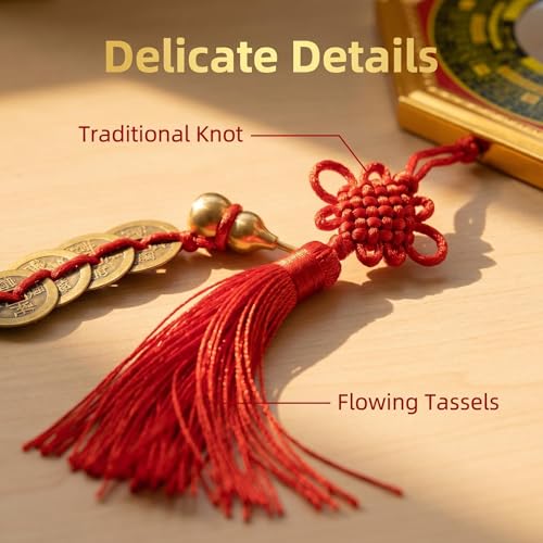 Feng Shui Bagua Mirror Set with Concave Mirror, Coins & Gourd