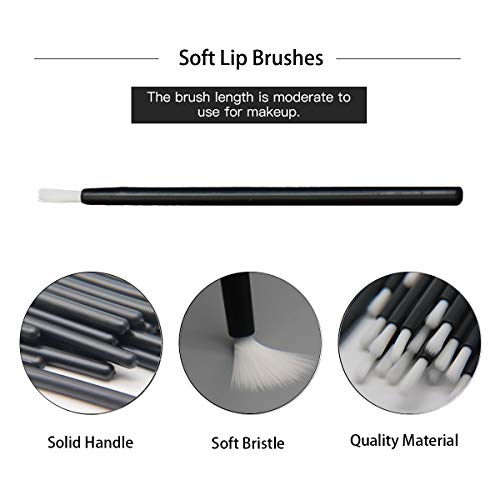 100 Pcs Disposable Lip Brushes - Soft Cosmetic Wands Black