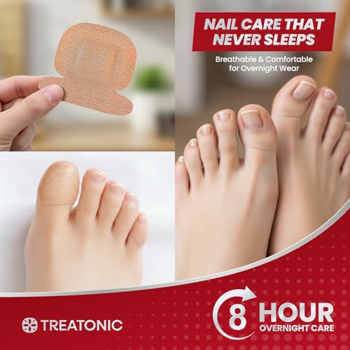 Treatonic Square Toe Nail Fungal Patches Nighttime Repair (32Pcs) - Toenail Treatment for Discolored & Damaged Nails