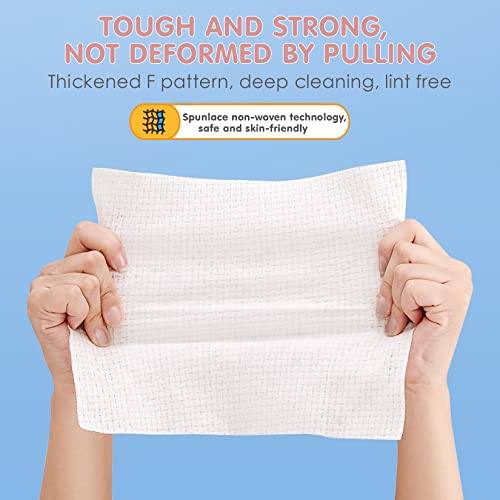 Disposable Face Towel Dry Wipes, 100% Cotton Facial Tissue, Lint Free Facial Cleansing Towels, Super Absorbent Dry and Wet Use for Makeup Removing, Sensitive/Baby Skin (1 Pack-60 Count)