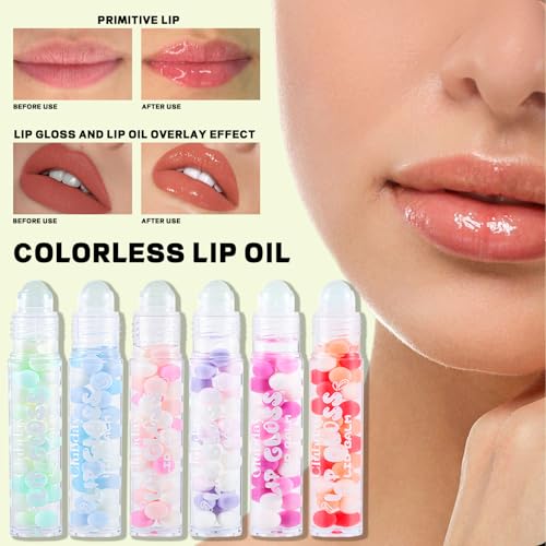 6Pcs Macaron Lip Gloss with Rolling Ball Applicator